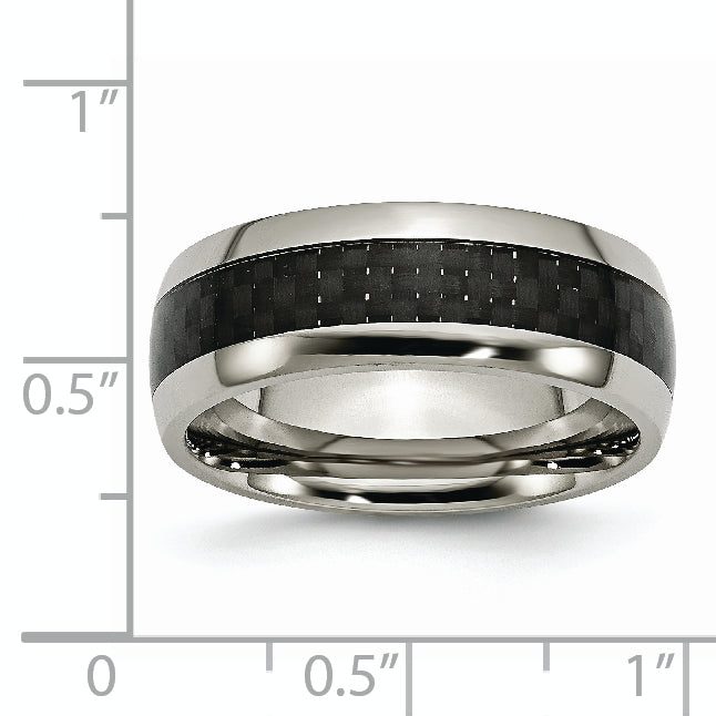 Carbon Fiber Inlay Wedding Band in Titanium, 8mm