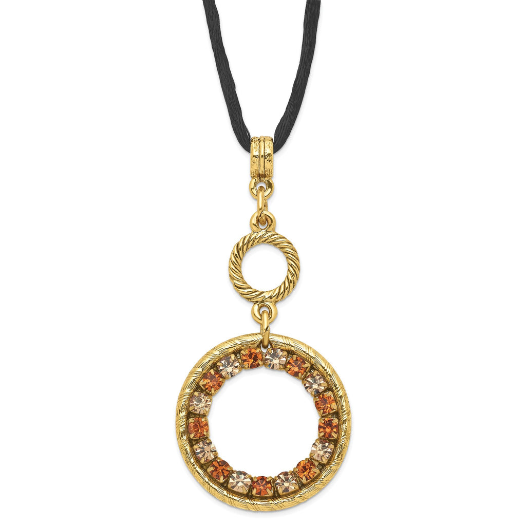 1928 Gold-tone Colorado Champagne Crystal With 3 in ext Necklace