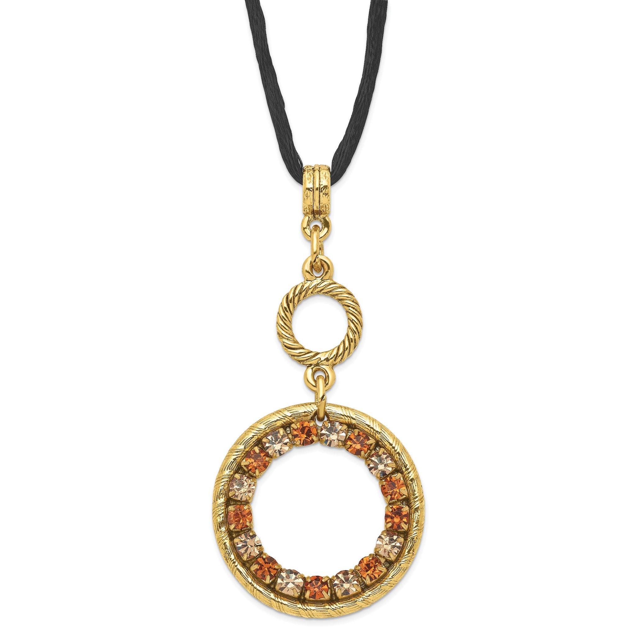 1928 Gold-tone Colorado Champagne Crystal With 3 in ext Necklace