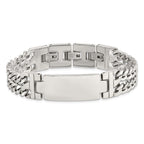 Stainless Steel Polished 2 Strand Curb Chain with . extension ID Bracelet for Men