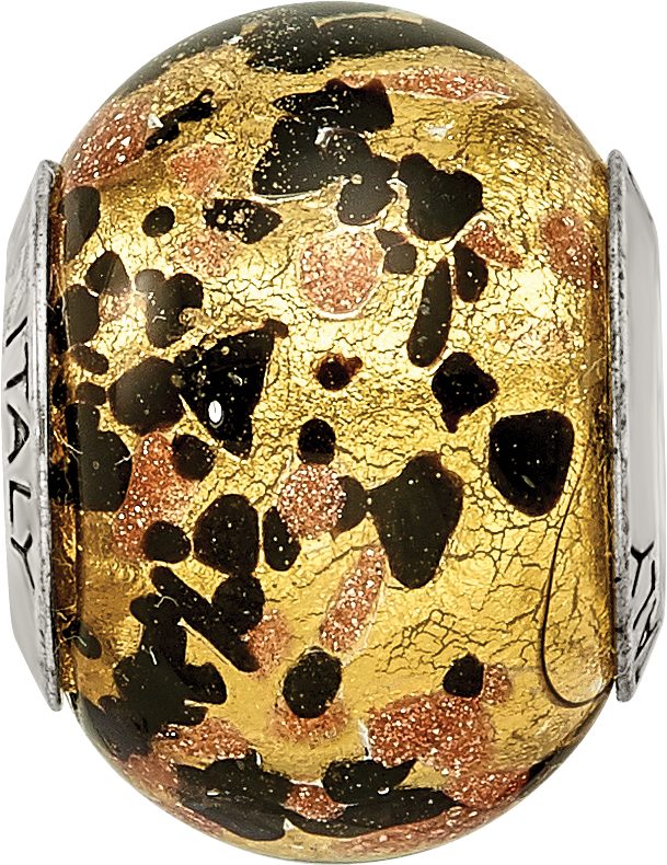 Sterling Silver Murano Glass Bead with Antiqued Finish  Elegant Italian Design