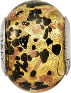Sterling Silver Murano Glass Bead with Antiqued Finish  Elegant Italian Design
