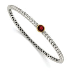 Shey Couture Sterling Silver 14K Gold Garnet Bangle Bracelet Vintage Elegance