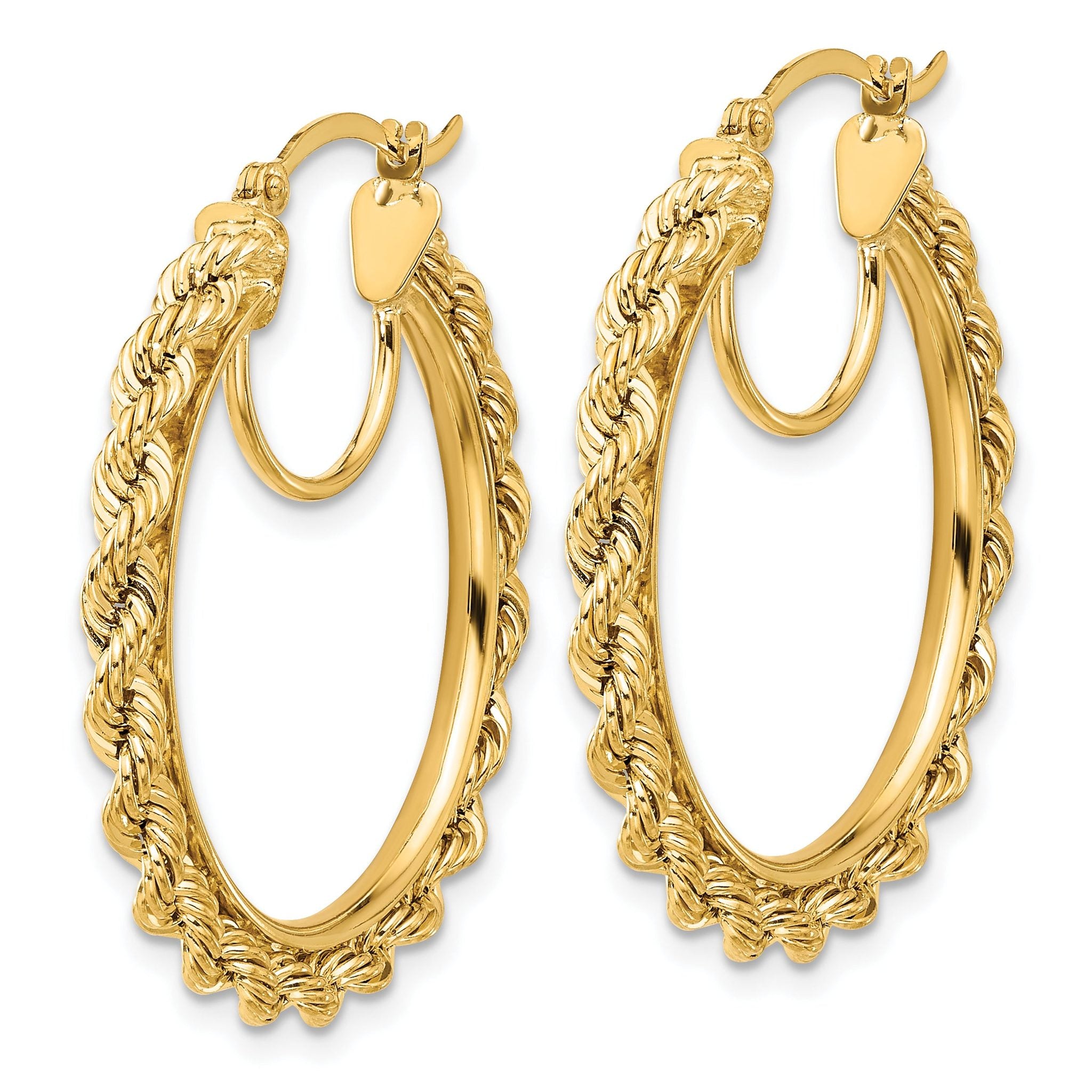 14k Polished and D/C Rope 2.95mm Hoop Earrings Secondary image