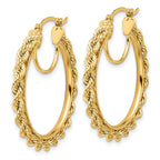 14k Polished and D/C Rope 2.95mm Hoop Earrings