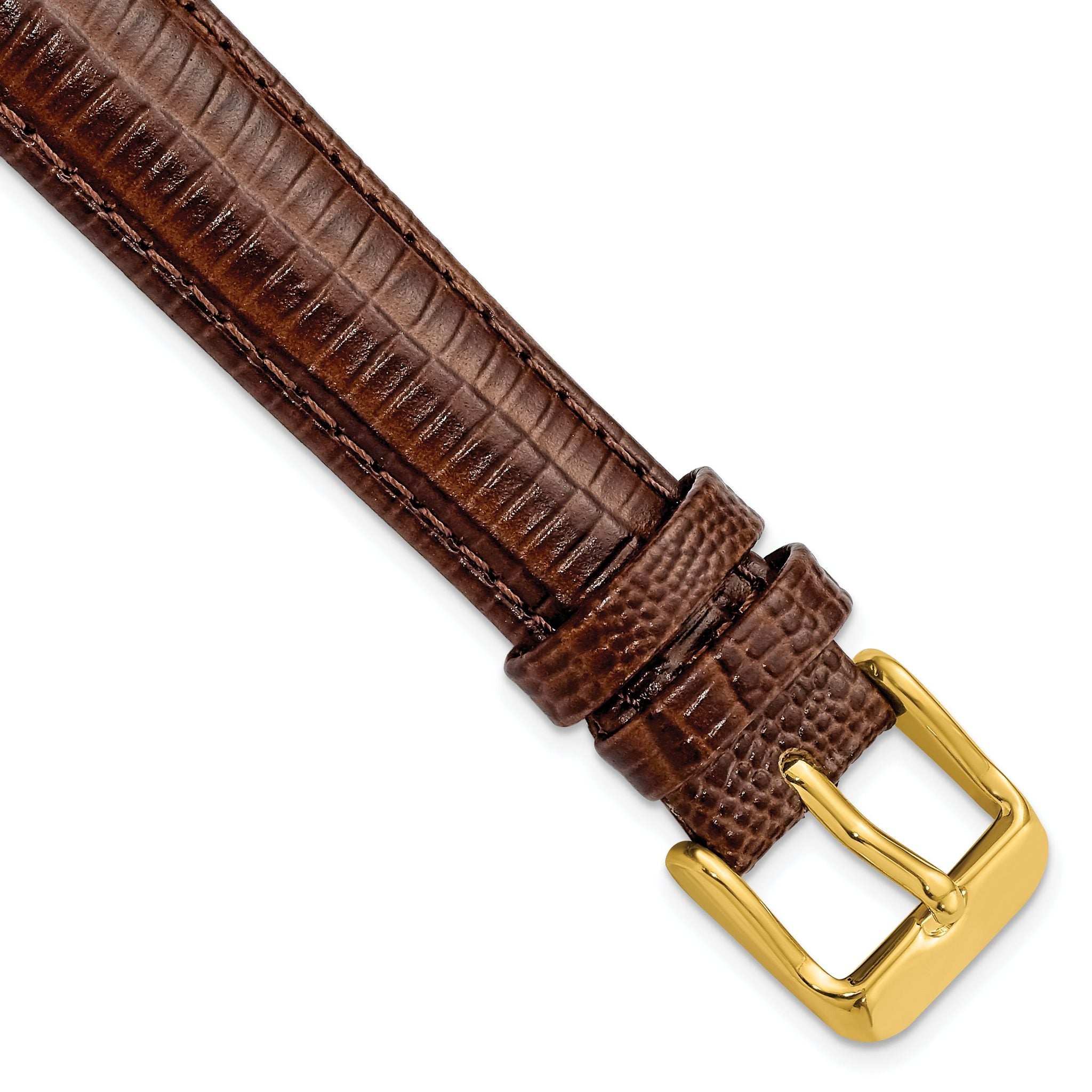 Havana Teju Lizard-Grain Leather Watch Band in Brown, 16mm