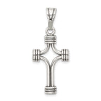 Sterling Silver 925 Antiqued Cross Pendant with 3D Solid Design, Polished Finish