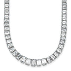 14k White Gold 29 1/6 carat Lab Grown Diamond VS+ F+ Complete 17 inch Emerald Graduated Tennis Necklace