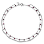 Sterling Silver Rhodolite Garnet Anklet