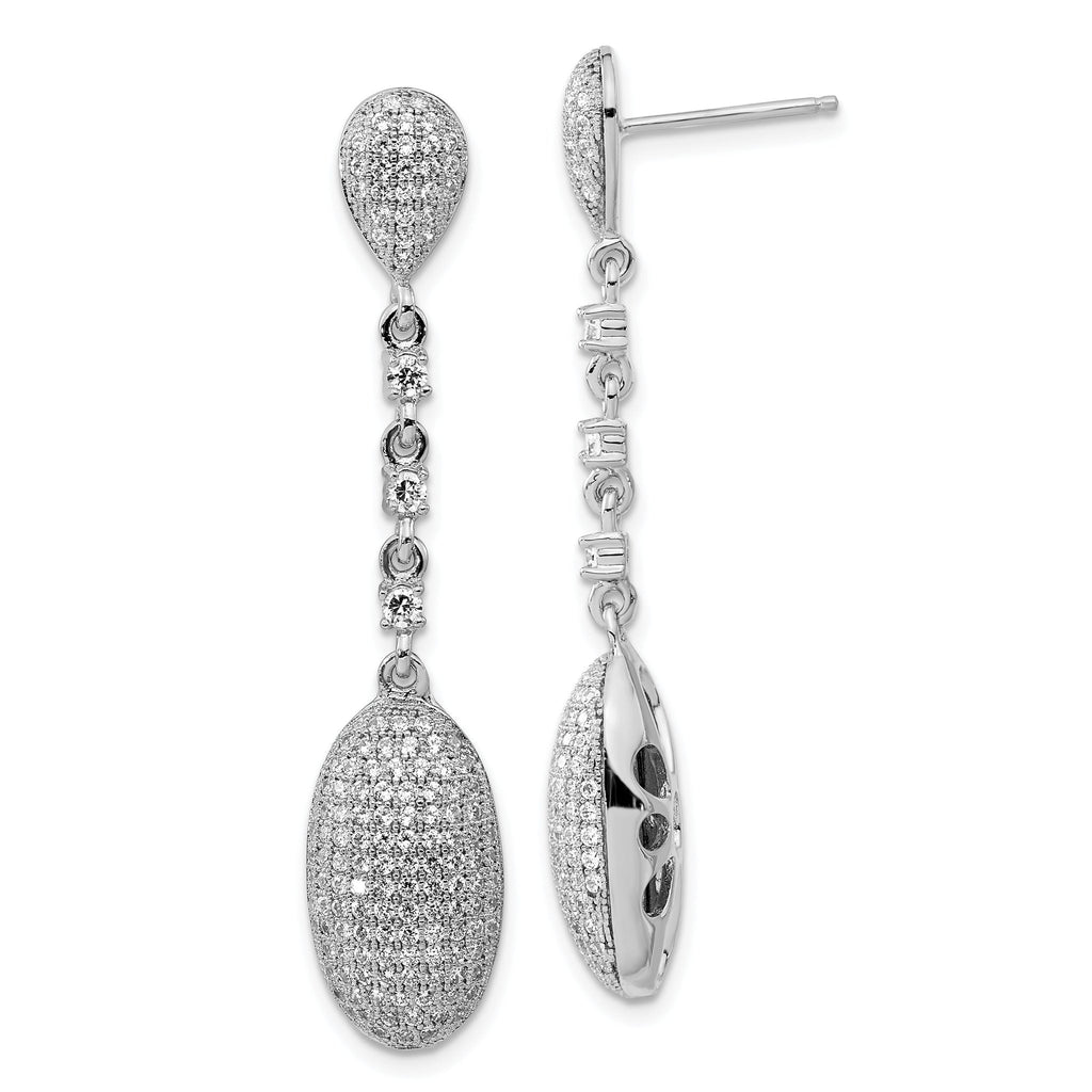 Sophia Jewelers Sterling Silver CZ Dangle Earrings with Polished Finish