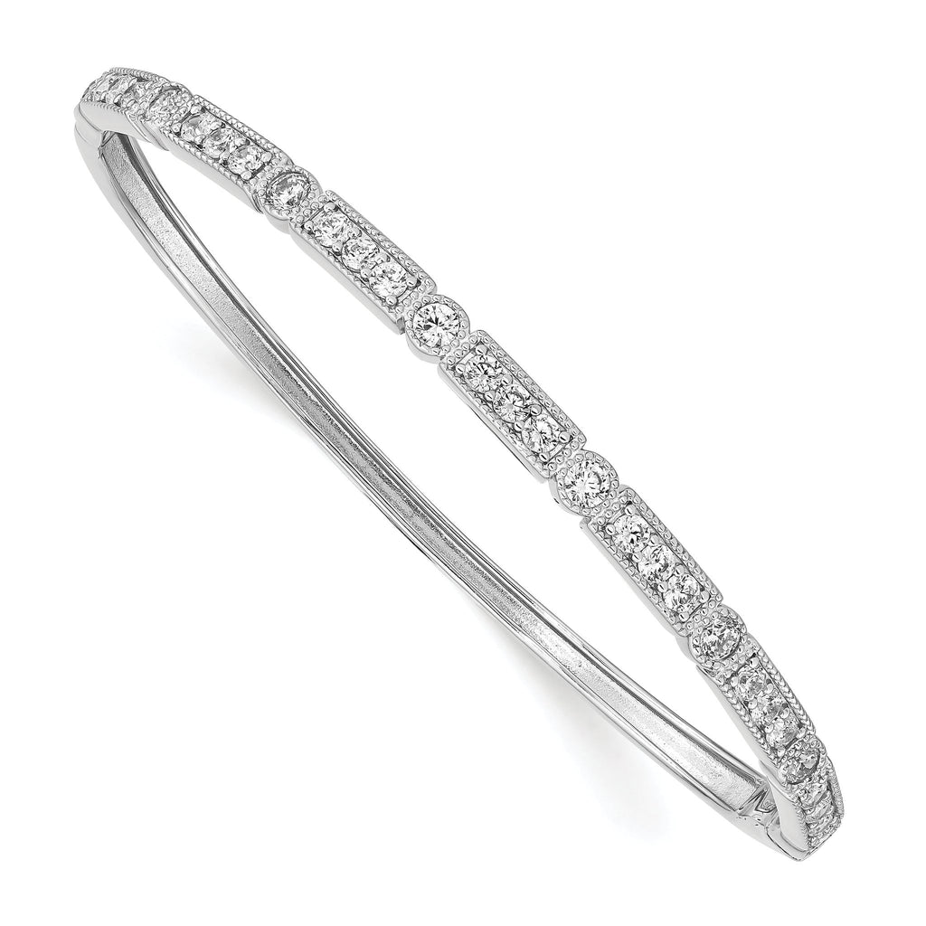 Sophia Jewelers Sterling Silver 925 CZ Hinged Bangle Bracelet