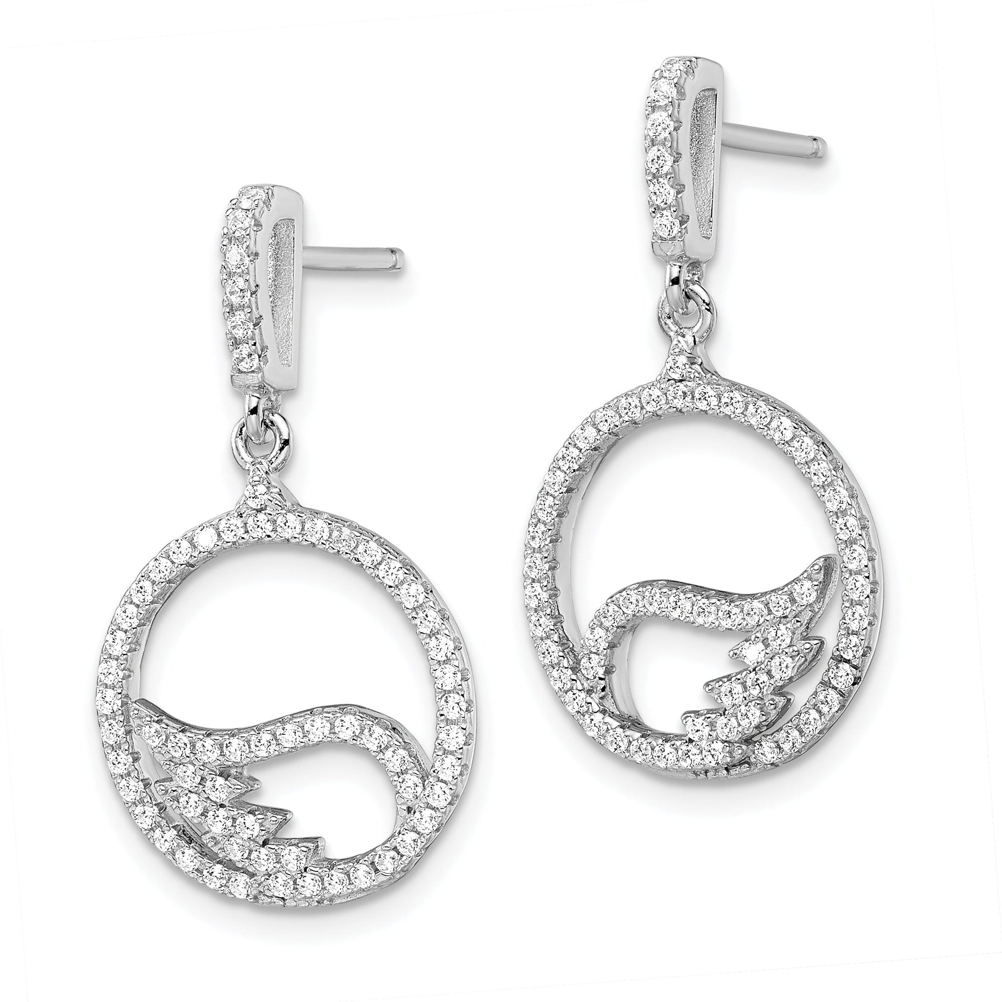 Brilliant Embers Sterling Silver CZ Wing Dangle Earrings by Sophia
