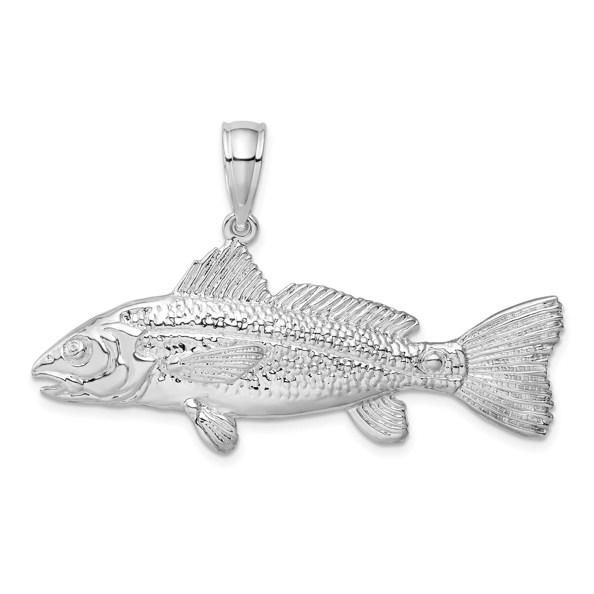 De-Ani Sterling Silver Rhodium-Plated Polished 3D Red Fish Pendant Main image