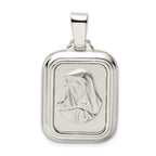 Sterling Silver 925 Hail Mary Reversible Pendant with Polished Satin Finish