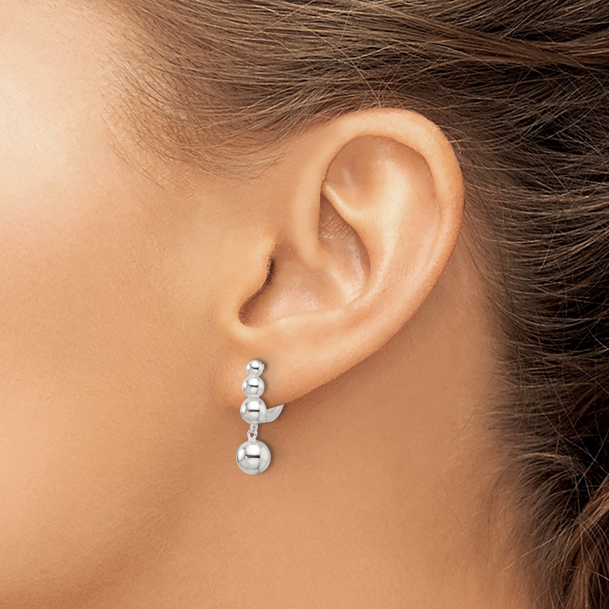 Sterling Silver E-Coating Beaded Dangle Earrings