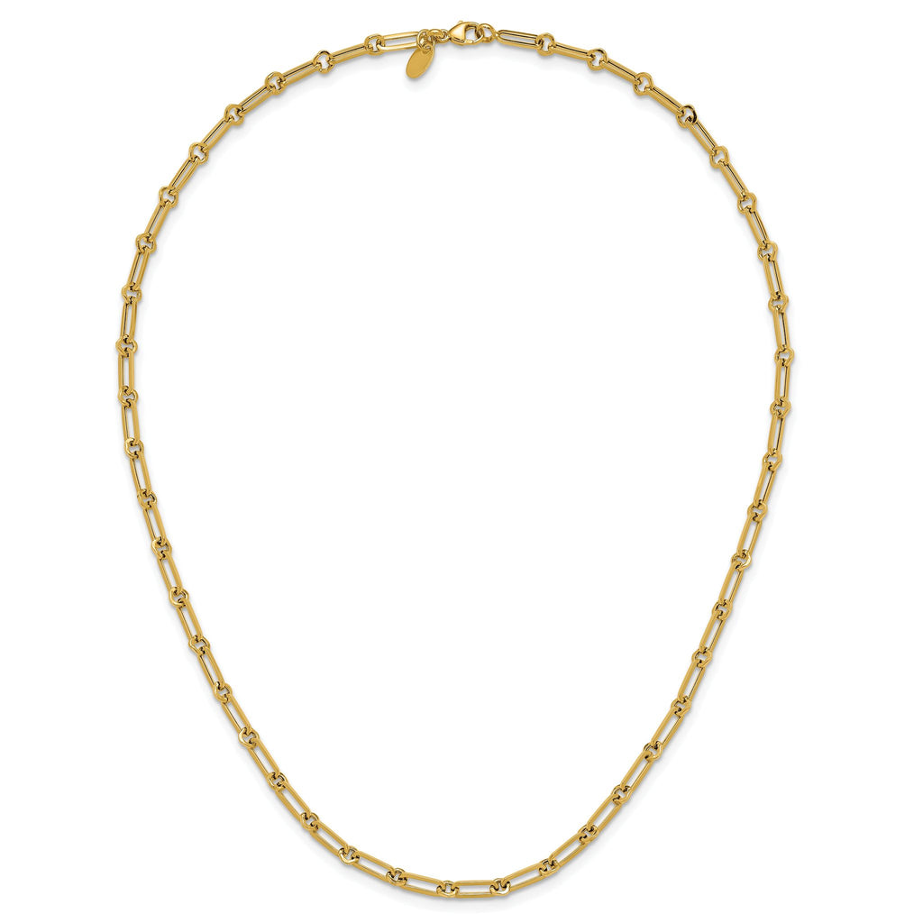 14K Polished Fancy Paperclip Link Necklace