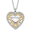 Sophia Jewelers Sterling Silver & Gold-Plated CZ Heart Necklace Polished & Gift Ready