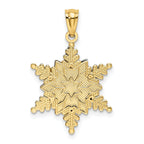 14K Two-Tone Gold Snowflake Pendant with Polished Textured Finish Elegant Design