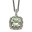 Shey Couture Sterling Silver with 14K Accent 18 Inch Antiqued Cushion Green Quartz Necklace
