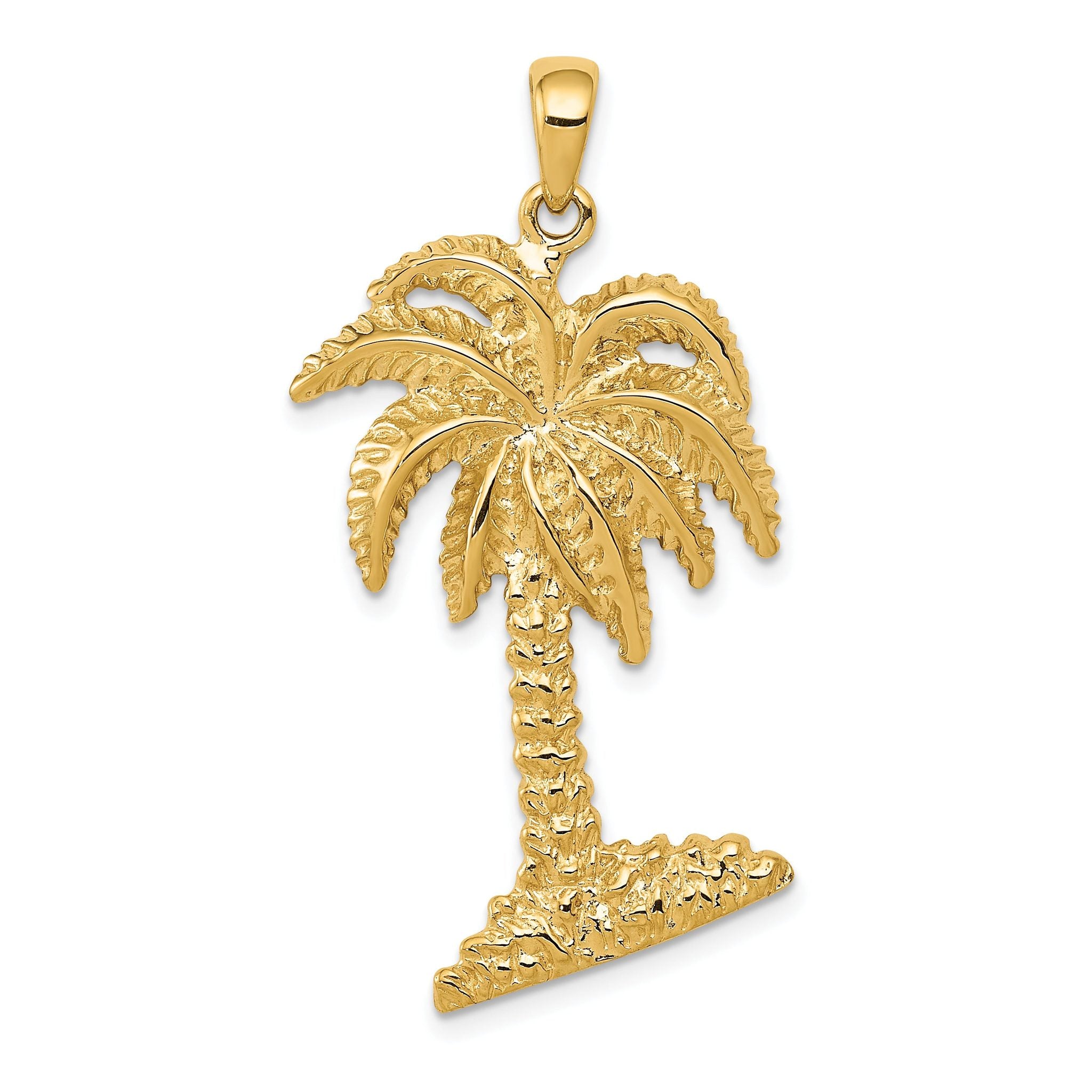 14K Gold Men's Solid Palm Tree Pendant  Bold & Timeless Design Main image