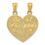 14K Gold Best Friends Heart Pendant Set with Polished Finish