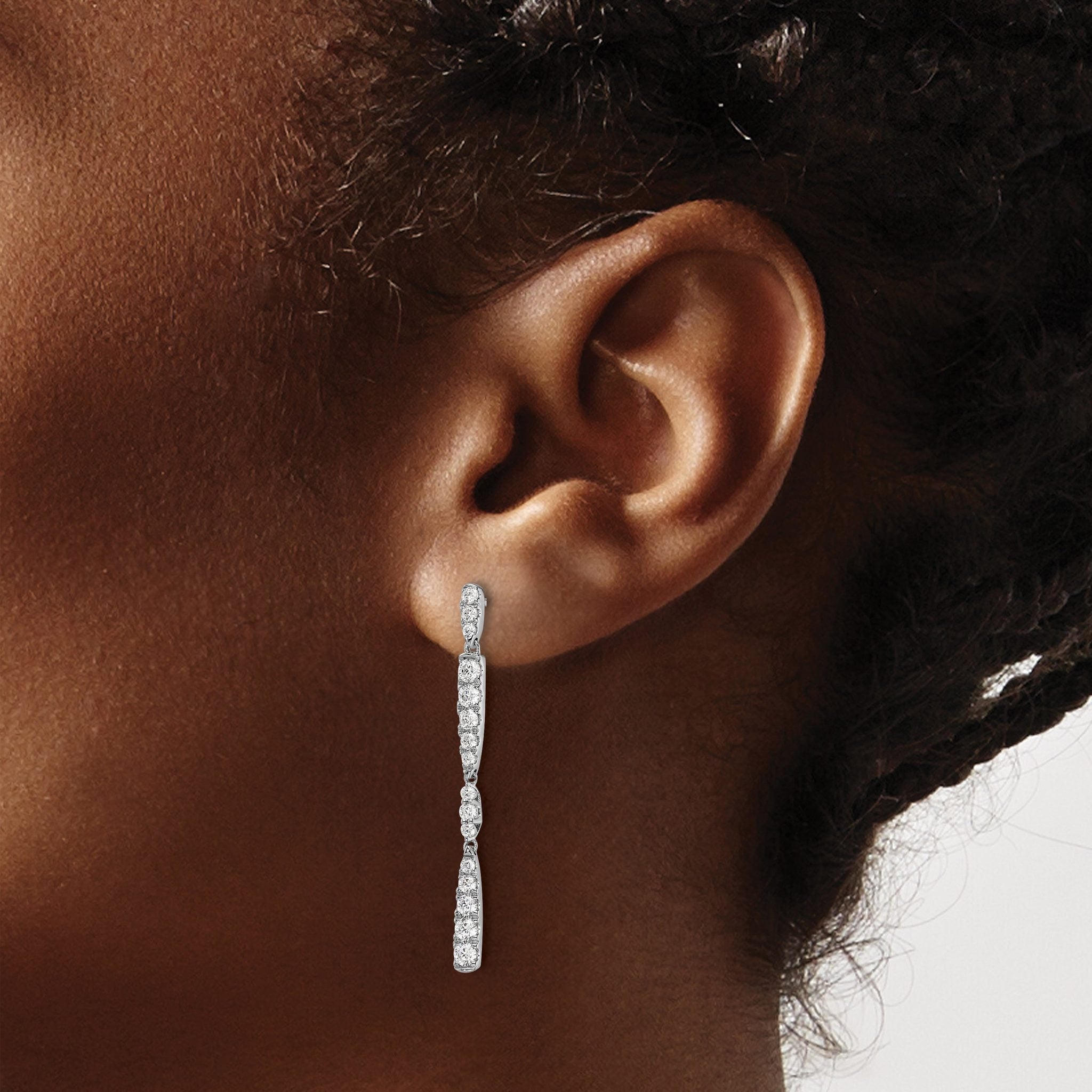 14k White Gold 1 carat Lab Grown Diamond VS/SI+ G+ Complete Dangle Post Earrings