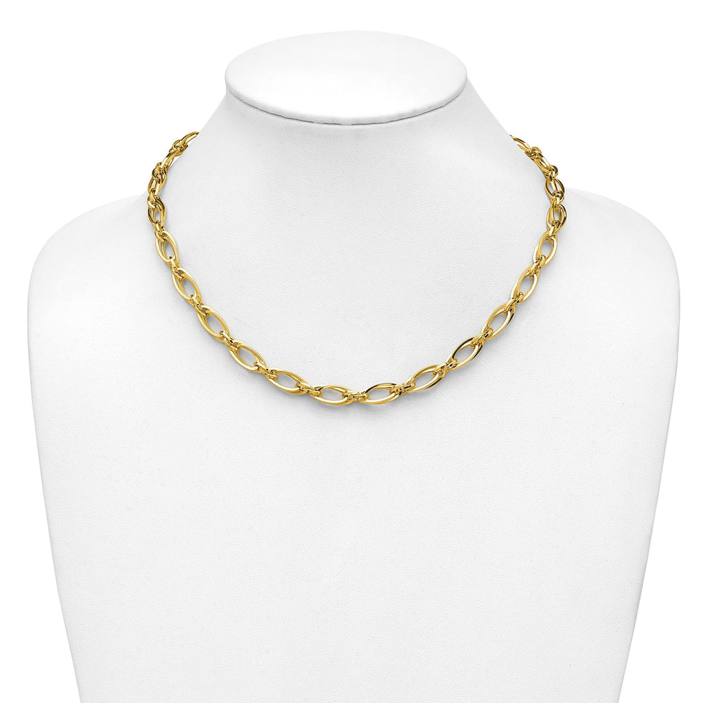 14K Polished Fancy Oval Link Necklace