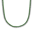 Sterling Silver 925 Adjustable Fancy Necklace with Green Rhodium Plating