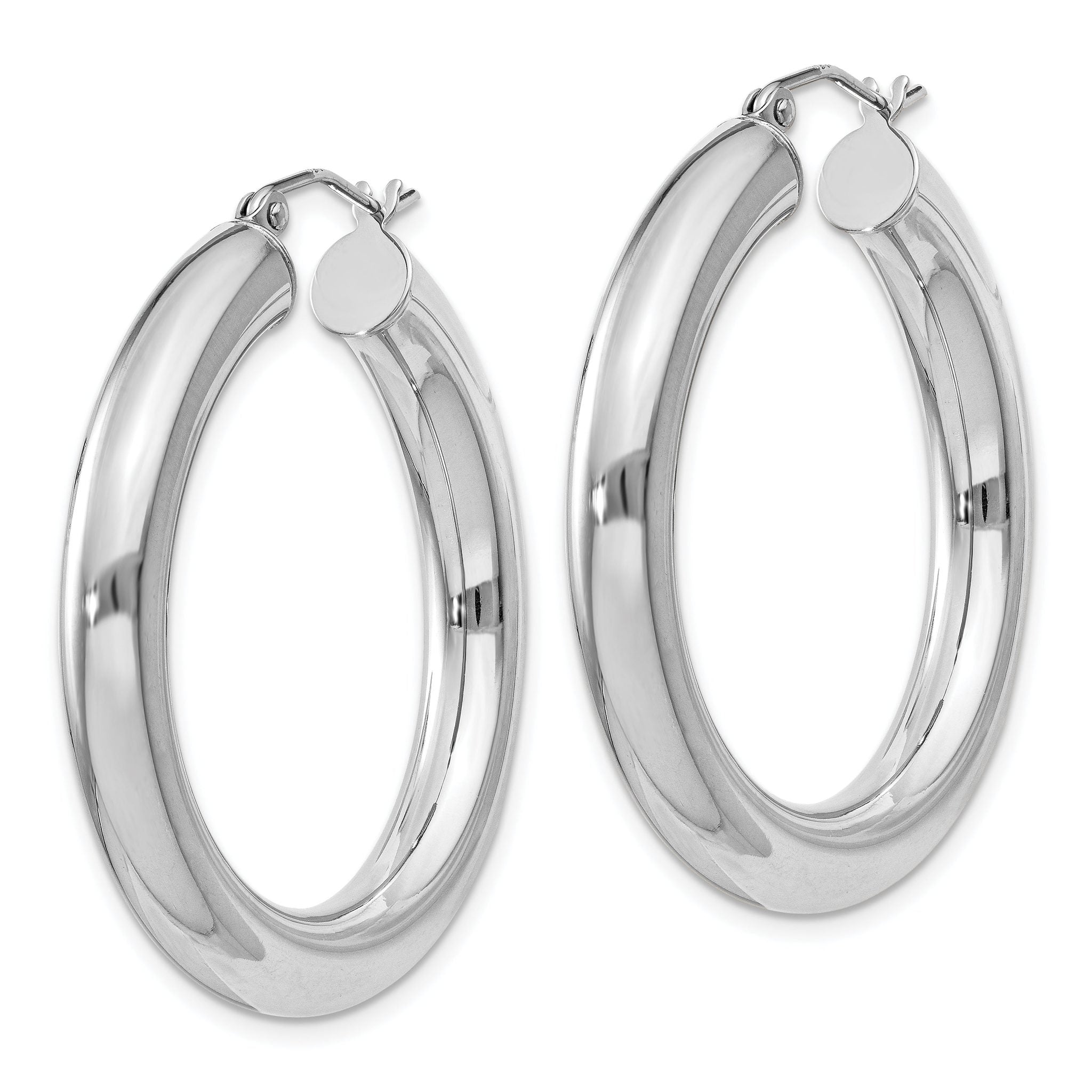 Sterling Silver Rhodium-plated 5mm Round Hoop Earrings Secondary image