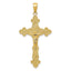 14K Gold INRI Crucifix Fleur de Lis Pendant with Polished Textured Finish 45mm