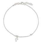 Sterling Silver Dolphin 9 inch Plus 1 inch Extender - Total 10 inch Anklet