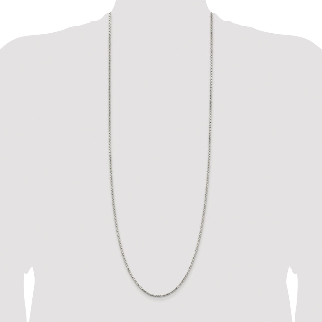 Sterling Silver Rhodium-plated 2mm Round Box Chain
