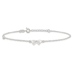 Sterling Silver CZ and Bow 9 inch Plus 1 inch Extender - Total 10 inch Anklet