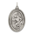 Sterling Silver 925 Saint Christopher Medal Pendant Antiqued Vintage Charm