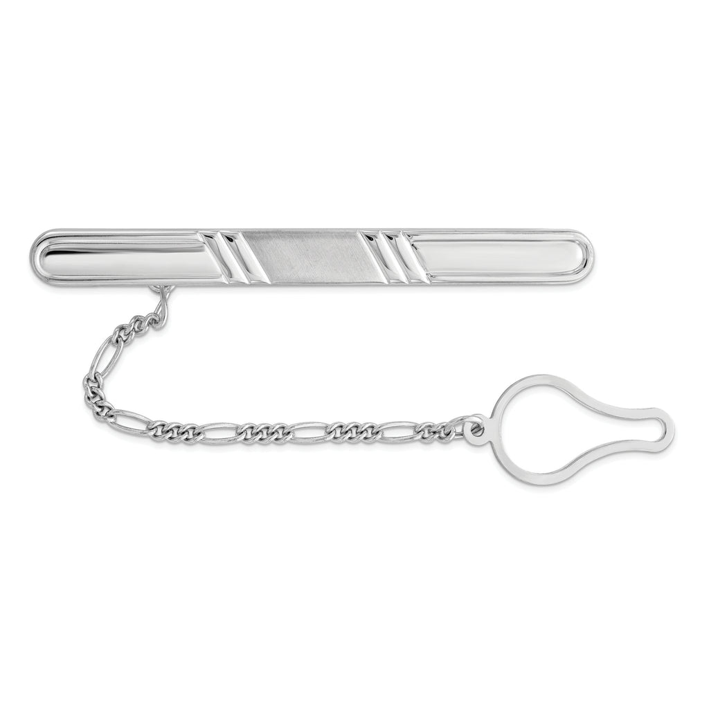 Men's 925 Sterling Silver Rhodium Plated Tie Clip with Polished Finish