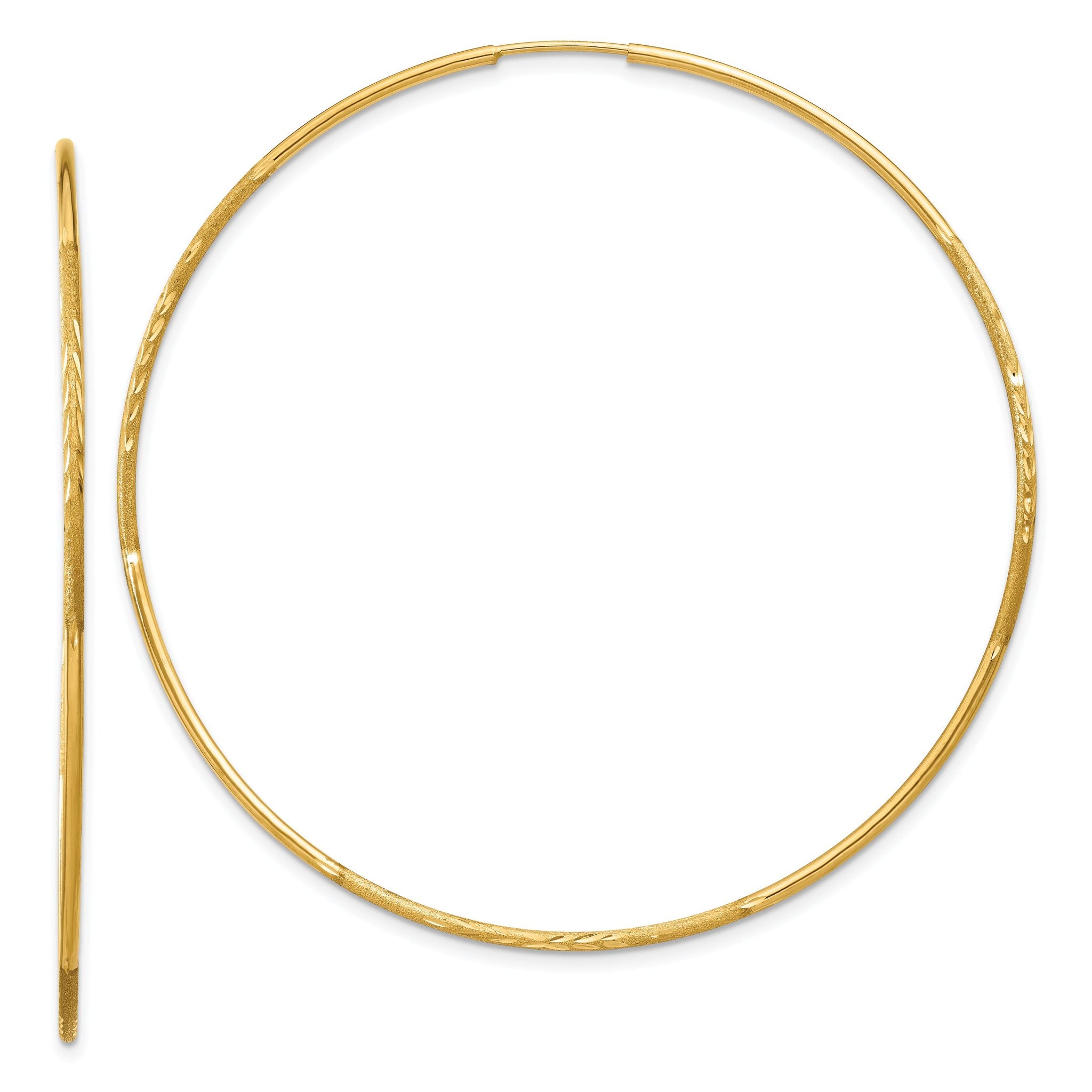14k 1.25mm Diamond-cut Endless Hoop Earring Secondary image