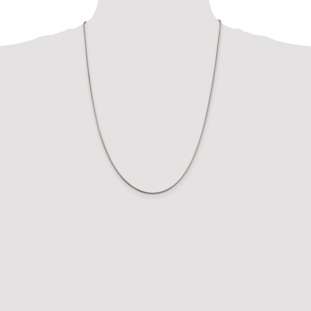 Polished Snake Chain Necklace in Sterling Silver, 1.5mm