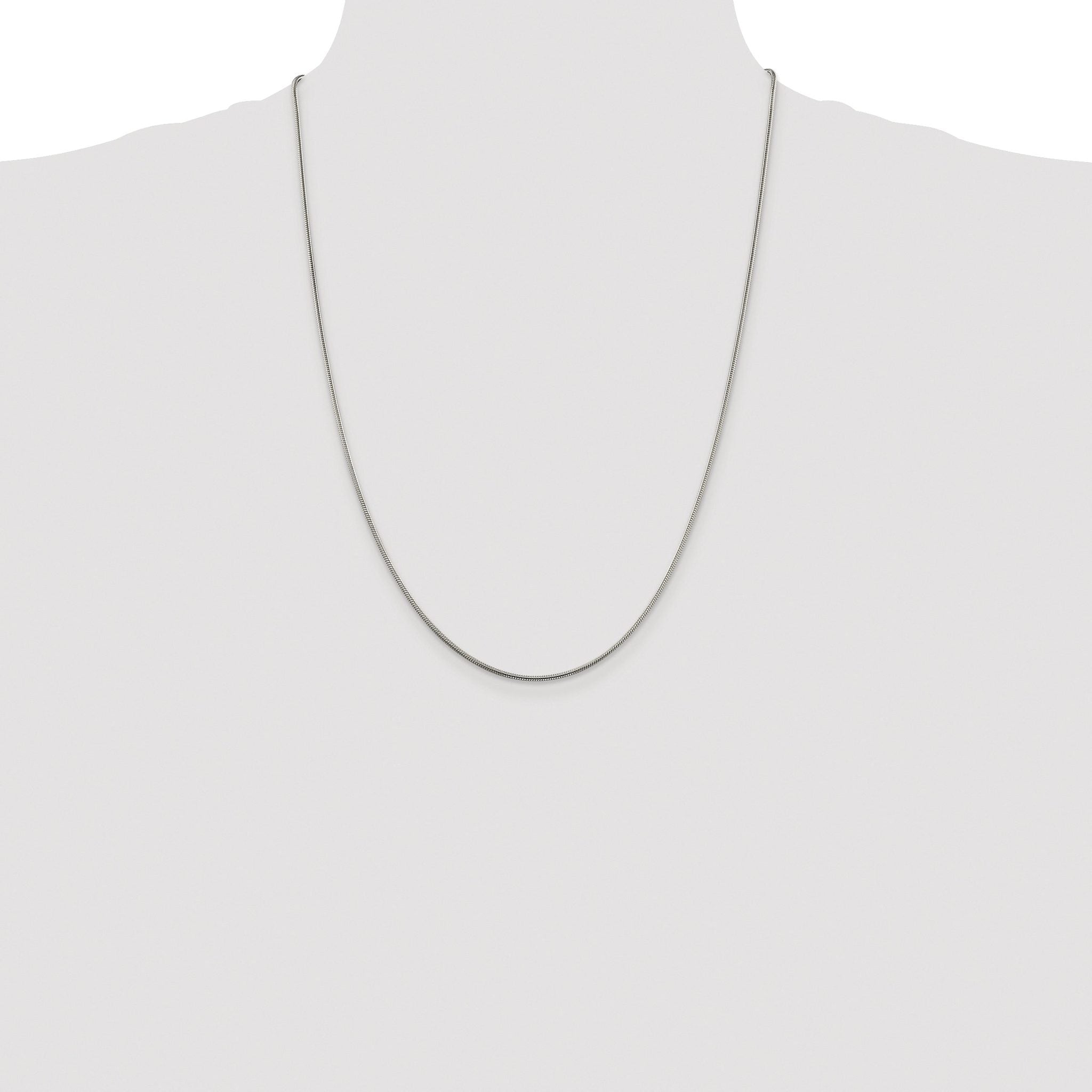 Polished Snake Chain Necklace in Sterling Silver, 1.5mm