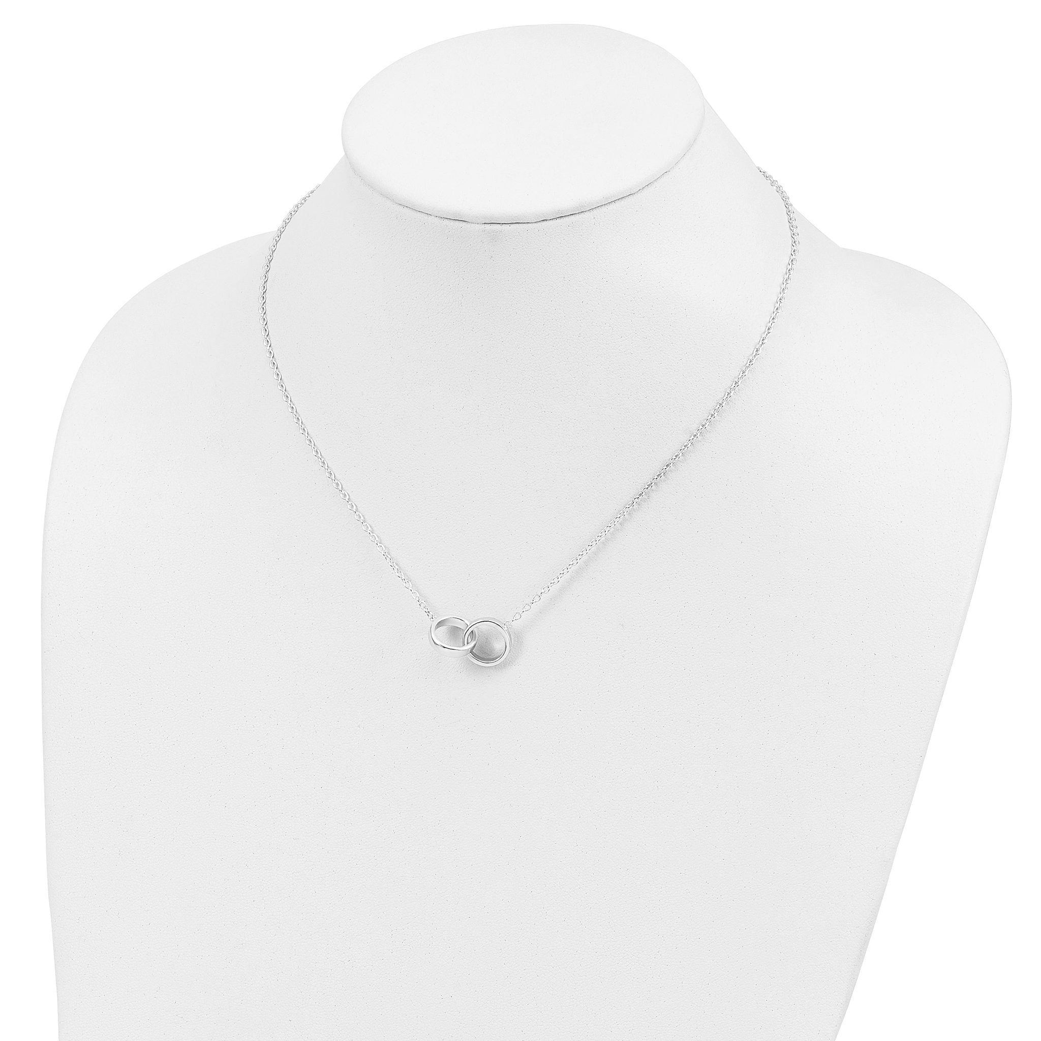 Polished Two-Rings Necklace in Sterling Silver