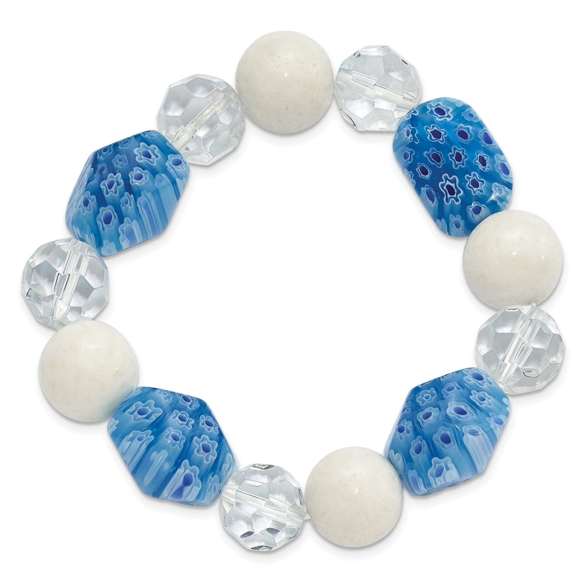 White Jade, Aventurine and Kangsai Glass Beaded Stretch Bracelet Secondary image