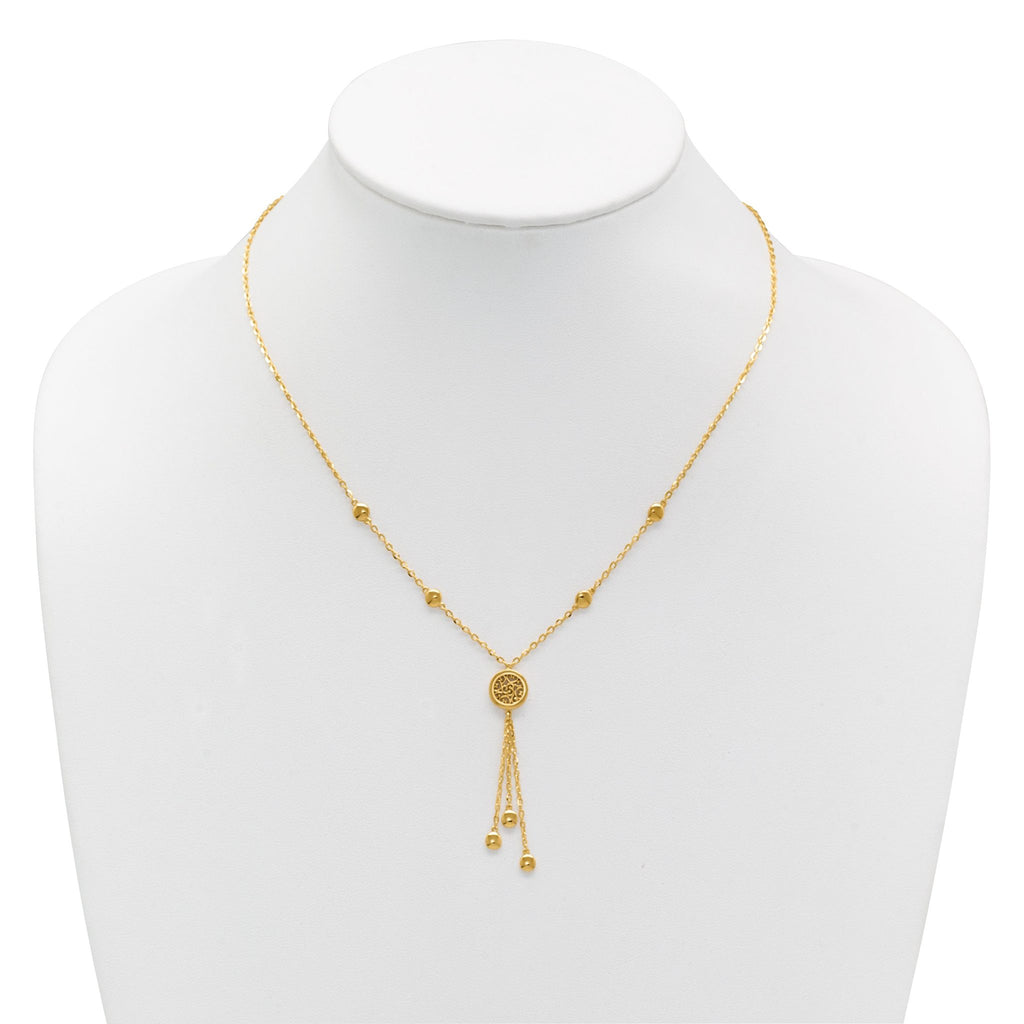 14K Polished Fancy Filigree Circles Dangle Necklace