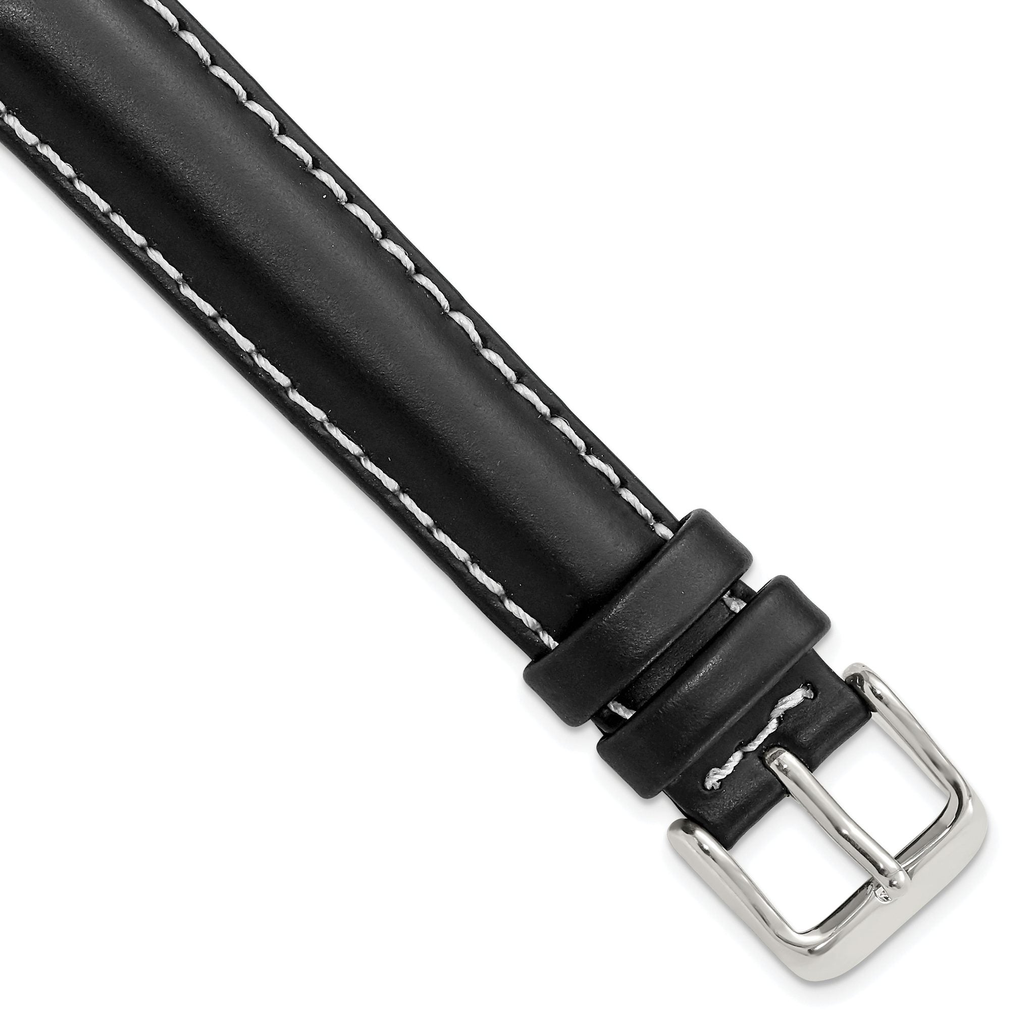 Oil-Tanned Leather Watch Band in Black, 16mm
