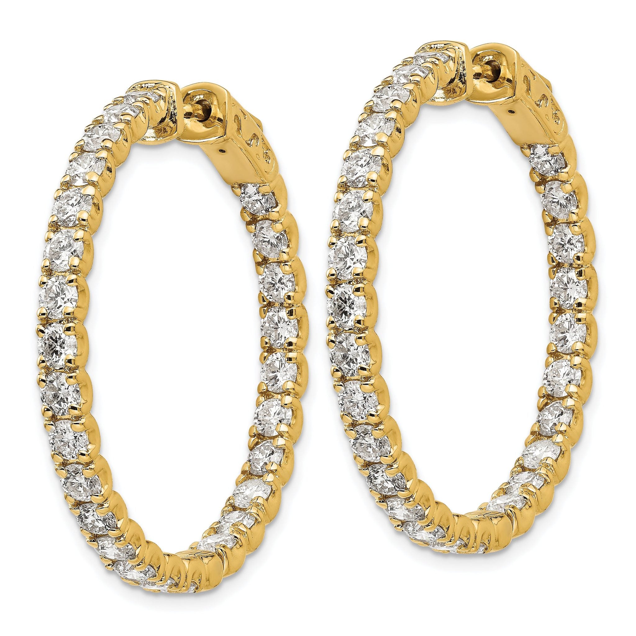 14k 4 7/8 carat Lab Grown Dia VS/SI+ G+ Round In and Out Safety Clasp Hoop Earrings Secondary image