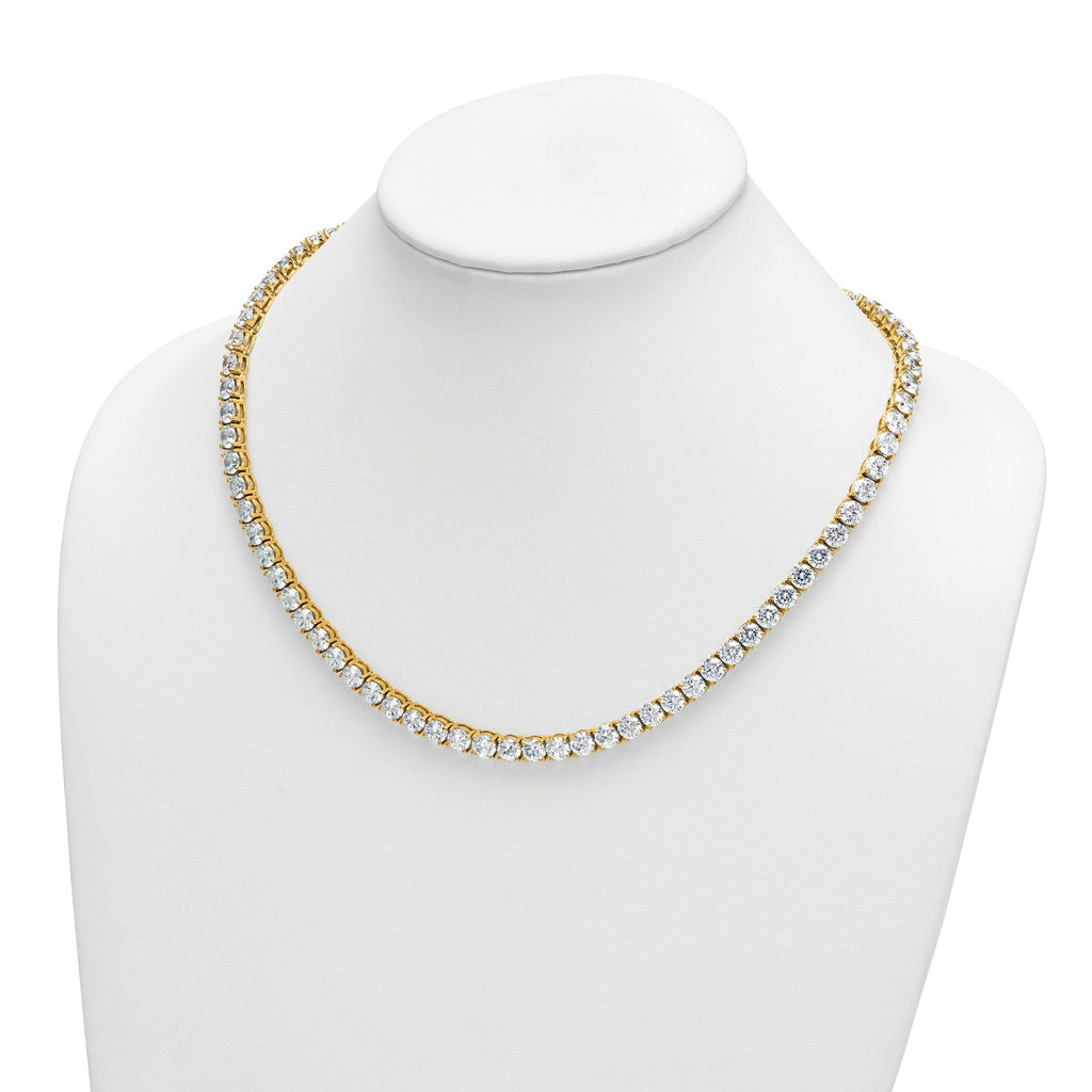 14k 62 1/4 carat Lab Grown Diamond VS+ F+ Complete Round 20 inch Straight Tennis Necklace
