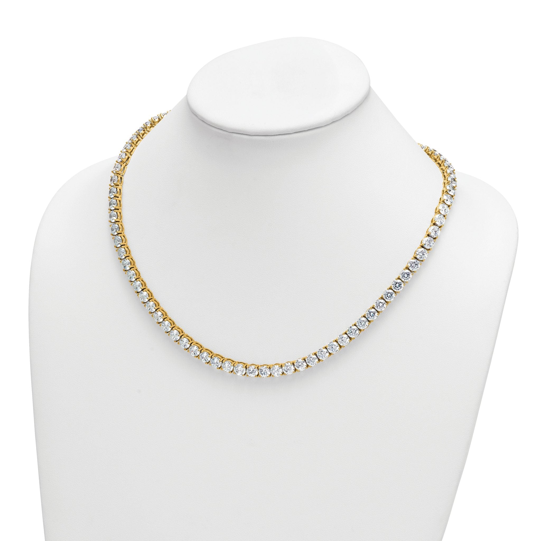 14k 62 1/4 carat Lab Grown Diamond VS+ F+ Complete Round 20 inch Straight Tennis Necklace