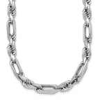 Sterling Silver Rhodium-plated Polished 7.00mm Figaro Rope Chain 19.75 inch Necklace