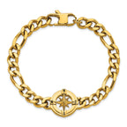 Stainless Steel Polished Yellow IP-plated Compass Bracelet for Men