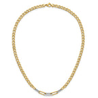 14K w/White RH Polished Curb and Paperclip Link Necklace