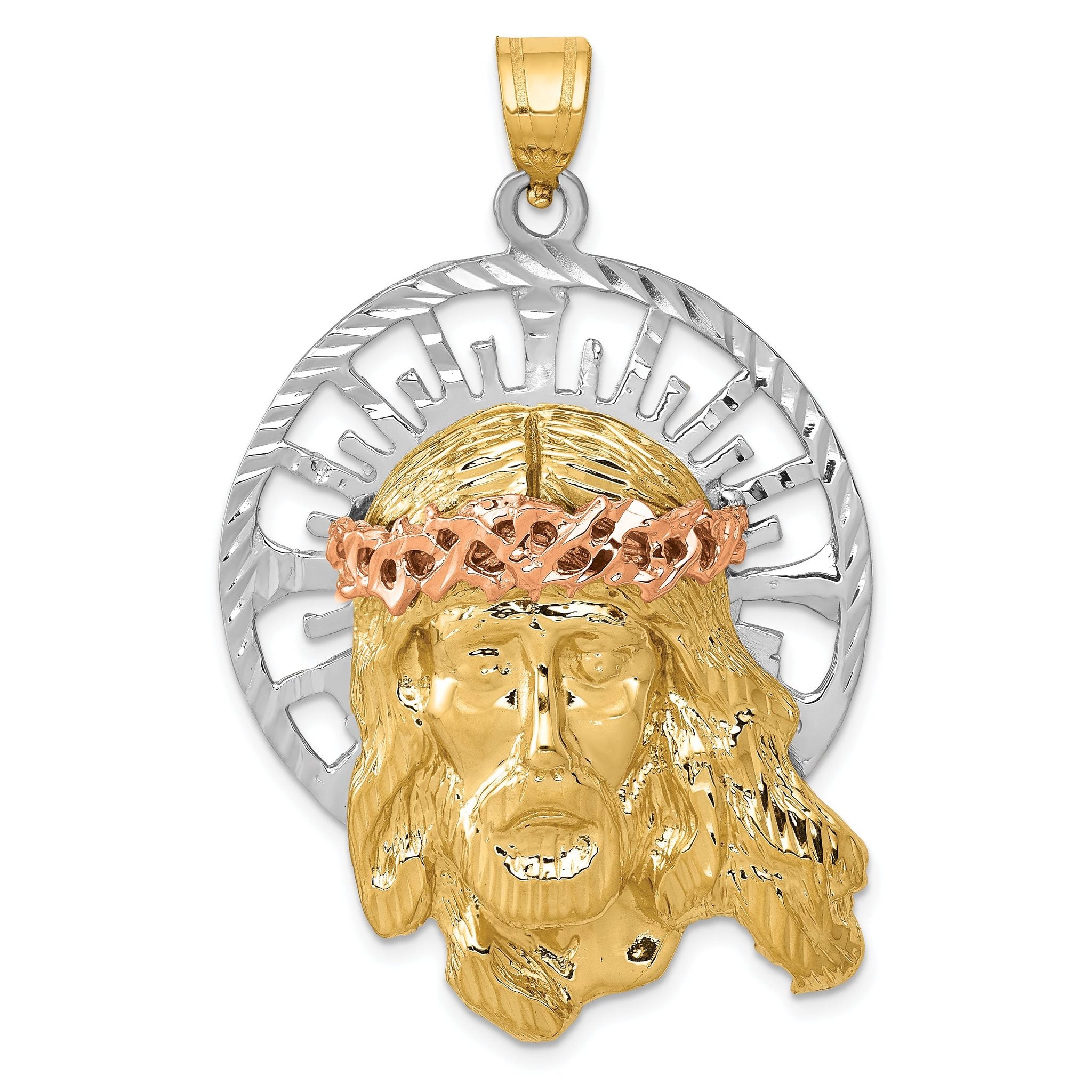 Sophia Jewelers 14K Tri-Color Jesus Pendant with Elegant Timeless Design