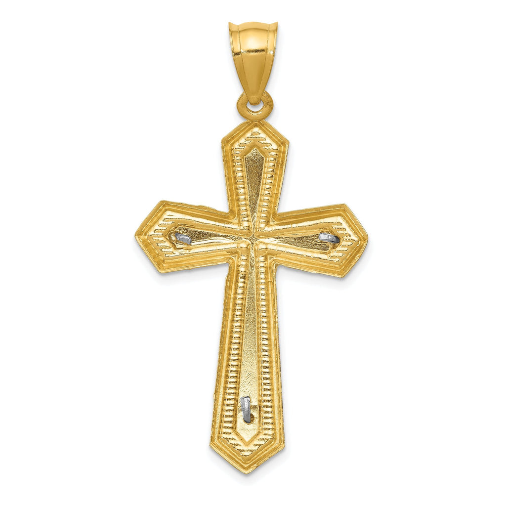 14K Two-Tone Gold Diamond-Cut and Polished Passion Crucifix Pendant